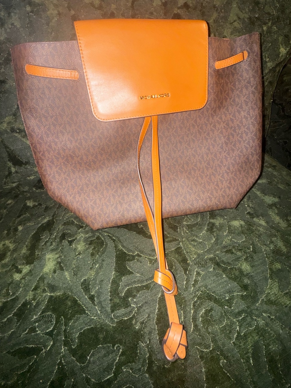 Michael Kors Brown Logo Drawstring Tote